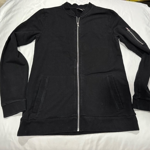 ASOS Black Jersey Bomber Jacket Size Medium - Picture 6 of 11